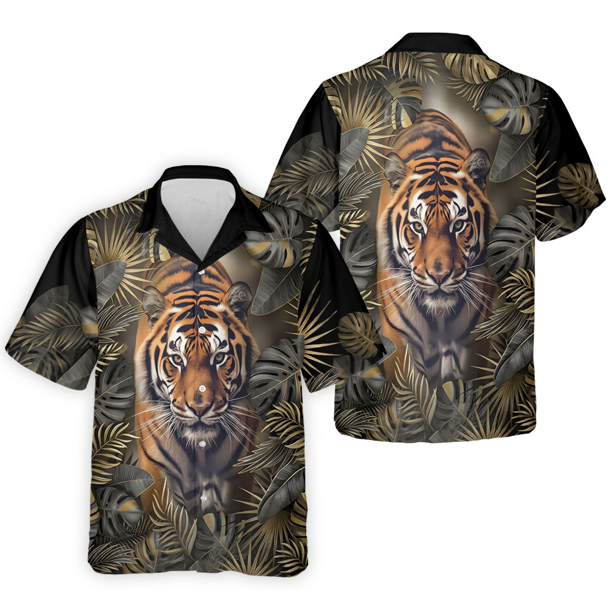 Majestic Tiger Tropical Golf Polo Shirt, Men's Golf Shirt, Golf Polo Shirts For Men