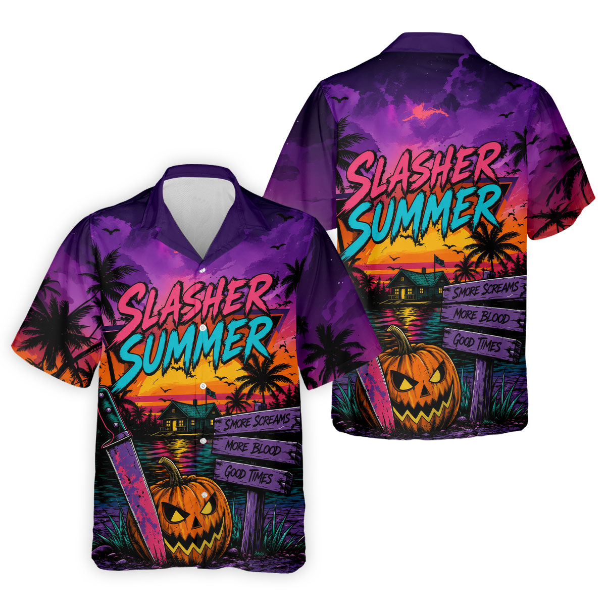 Slasher Summer Halloween Golf Shirt, Printed Golf Shirts, Hawaiian Golf Shirt