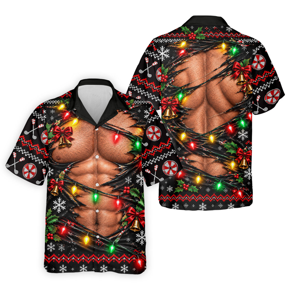 Christmas Ripped Muscle Polo Shirt, Christmas Golf Shirt For Men, Mens Golf Apparel