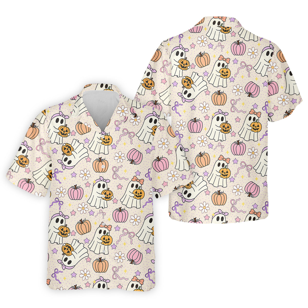 Halloween Seamless Pattern Cute Golf Shirt, Retro Halloween Polo ShirtFor Men, Golfing Apparel