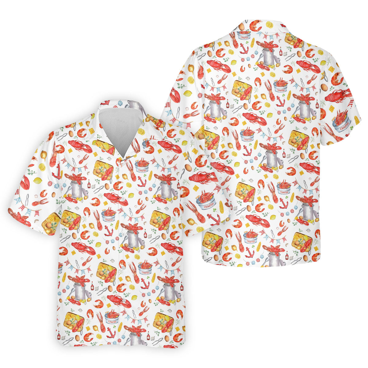 Crawfish Boil Seafood Pattern Polo Shirt, Hawaiian Golf Shirt, Golf Polo Shirts For Men