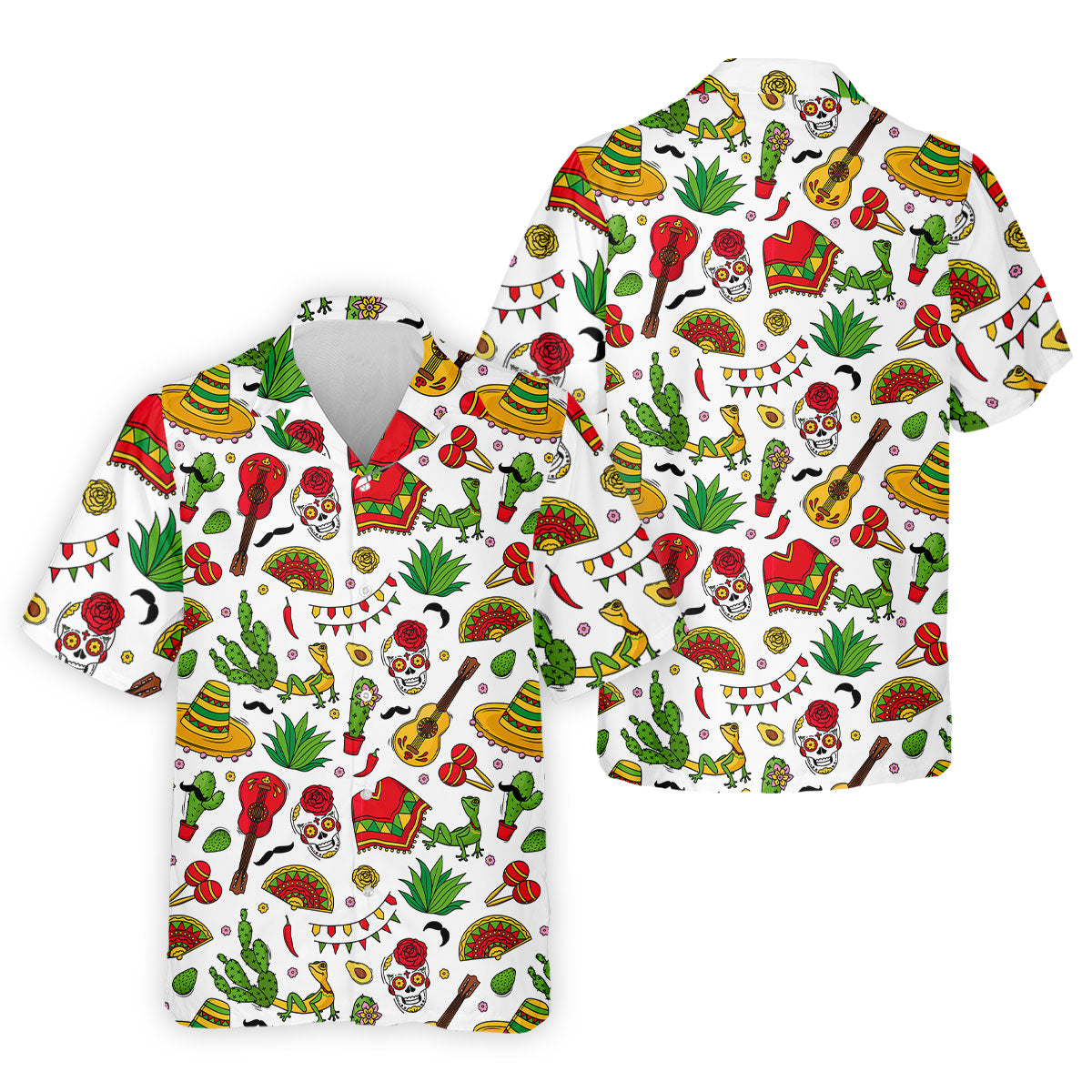 Mexican Instruments Funny Cacti Golf Tops For Men, Cinco De Mayo Celebration Golf Shirts For Men