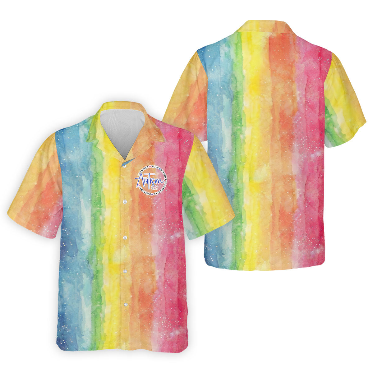 Autism Awareness Watercolor Rainbow Men's Golf Shirt, Polo Shirts For Men, Golf Shirts For Men