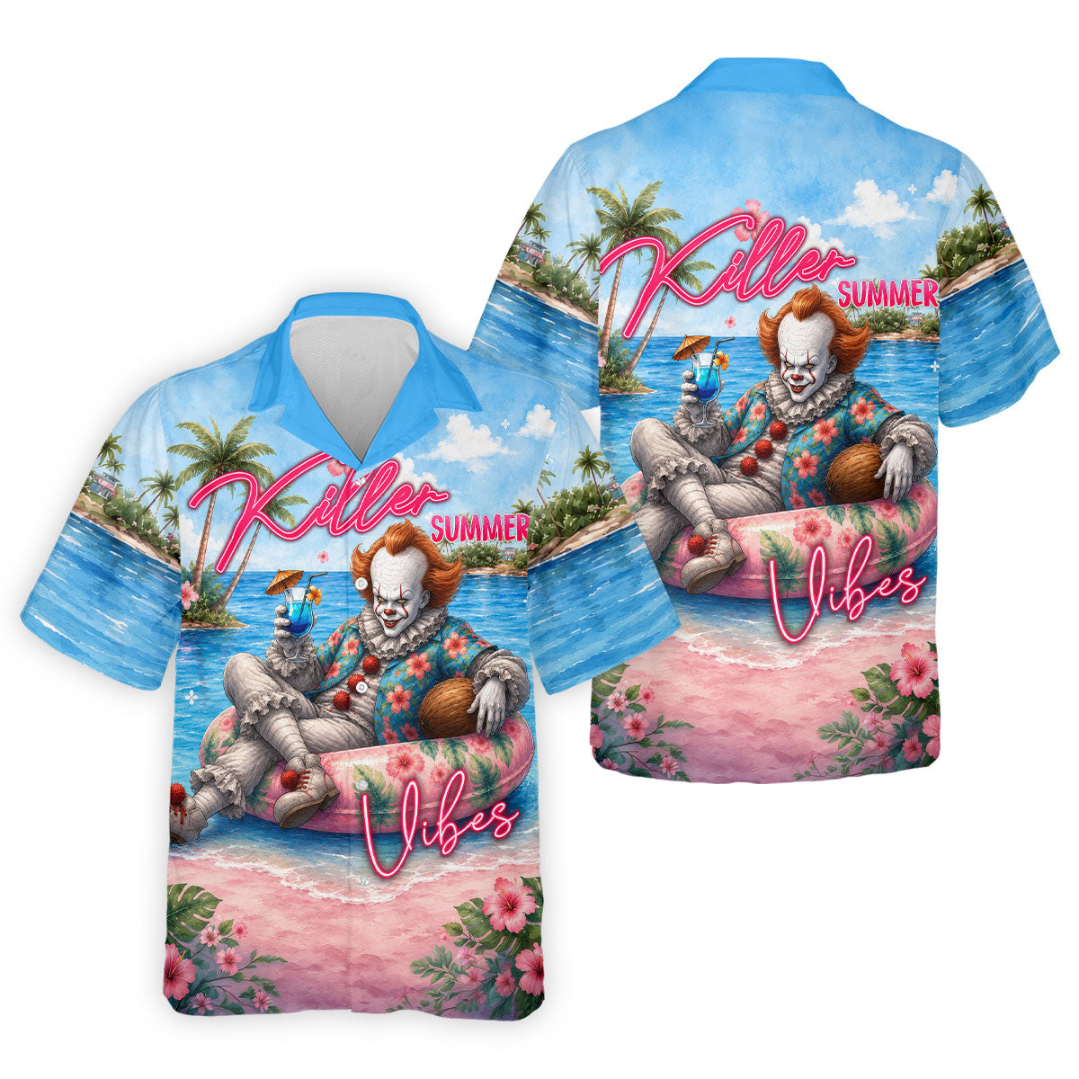 Killer Summer Vibes Scary Clown Golf Polo Shirt, Men's Golf Shirt, Printed Golf Shirts