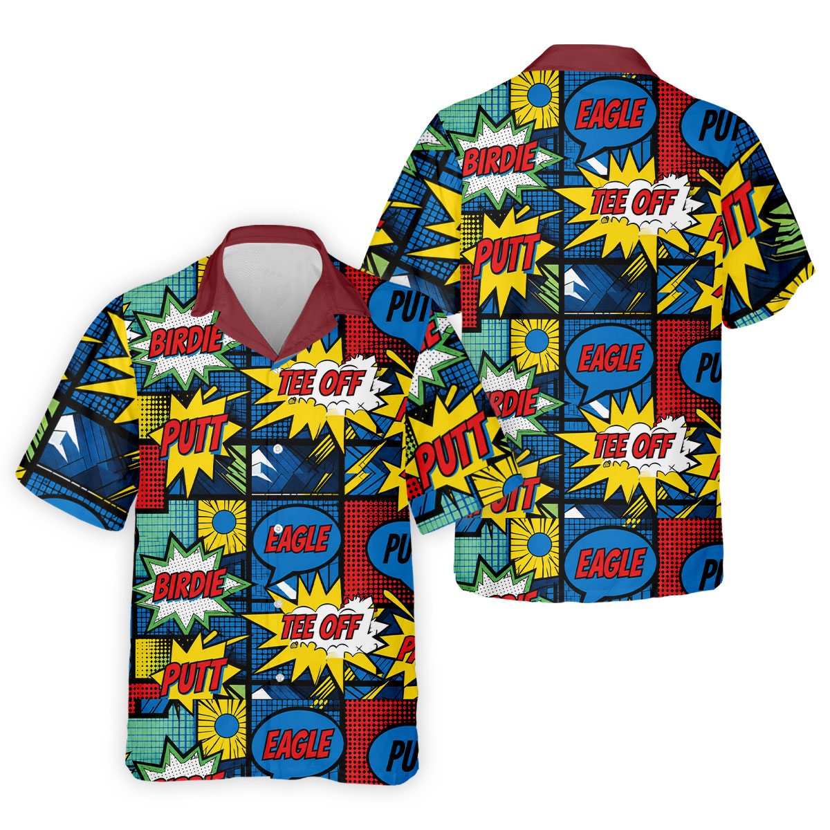 Birdie Tee Off Putt Comic Golf Shirt, Men's Golf Shirt, Golf Apparel For Men