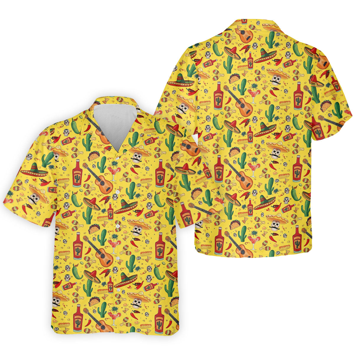 Skulls With Sombreros Funny Cinco De Mayo Fiesta Themed Golf Tops For Men, Golf Shirts For Men