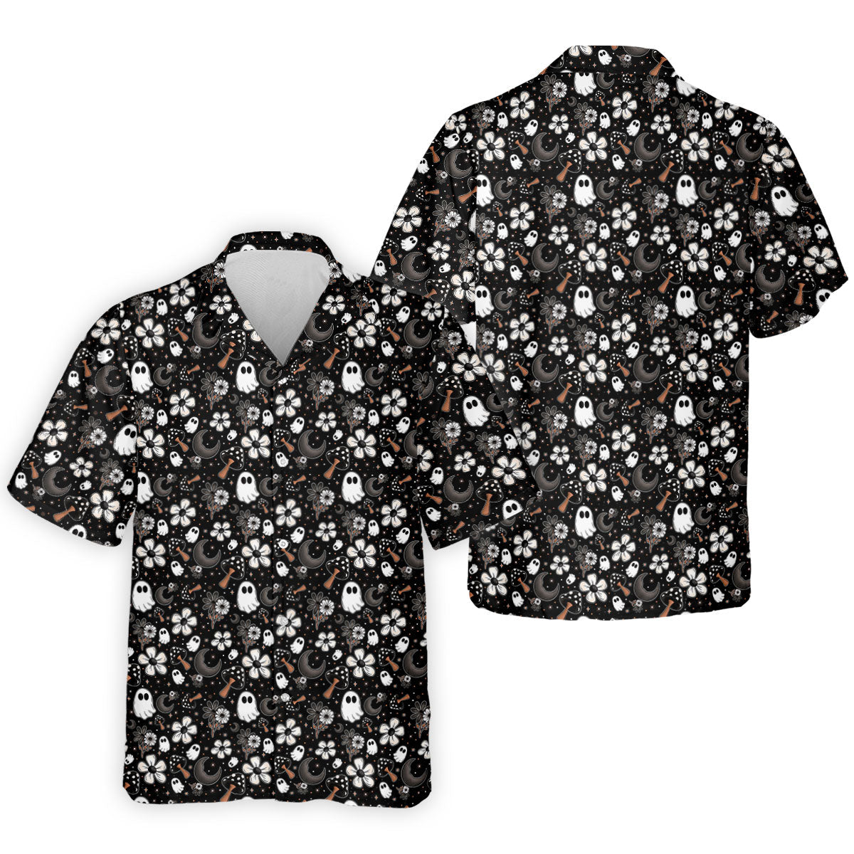 Ghost Horror Character Floral Halloween Golf Polo Shirt, Halloween Shirt, Mens Golf Shirt