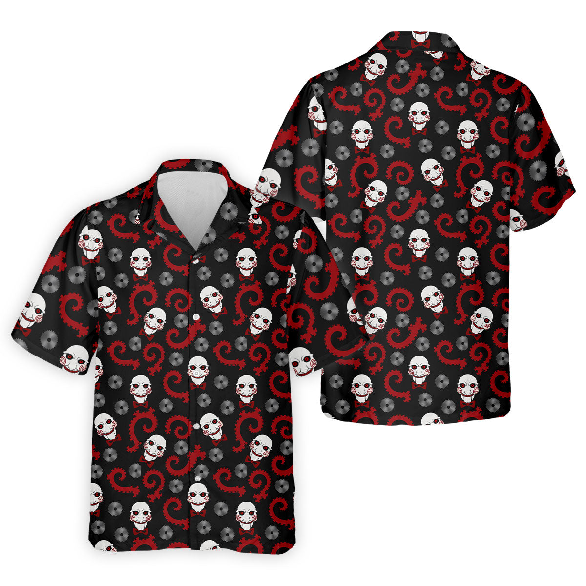 Creepy Puppet Spiral Halloween Golf Polo Shirt, Horror Character Shirt, Mens Golf Polo