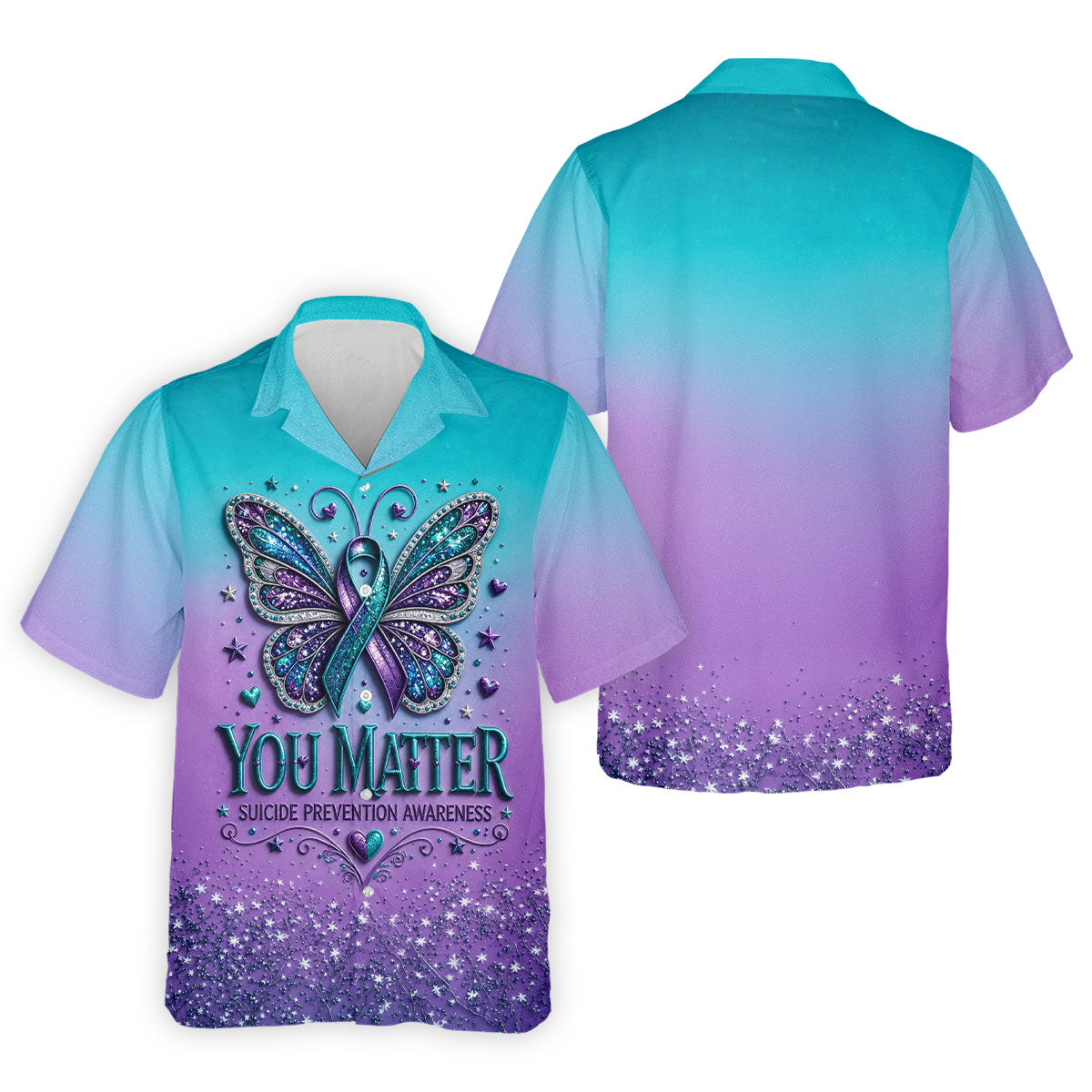 You Matter Suicide Prevention Awareness Butterfly Mens Golf Polo, Suicide Mens Golf Polo