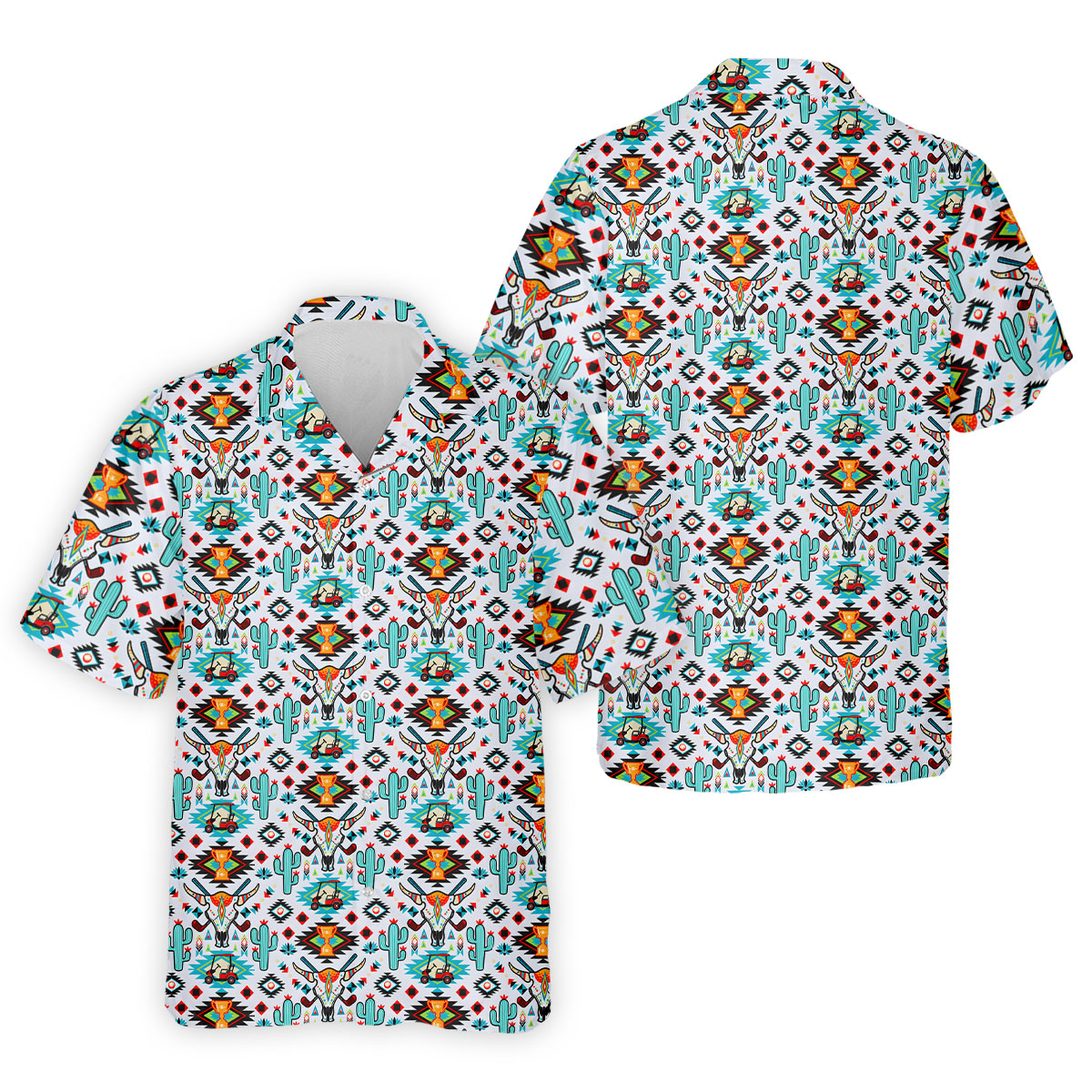 Southwestern Golf Pattern Polo Shirt, Golf Polo Shirts For Men, Mens Golf Apparel