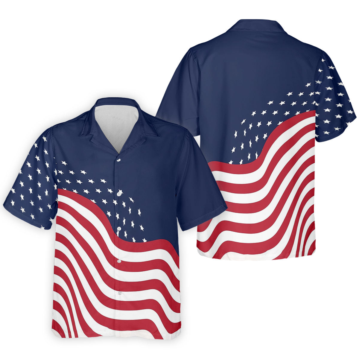 Red White Blue Wavy Stripes And Stars 4th Of July Patriotic Golf Shirt, 250 Years Golf Shirts For Men
