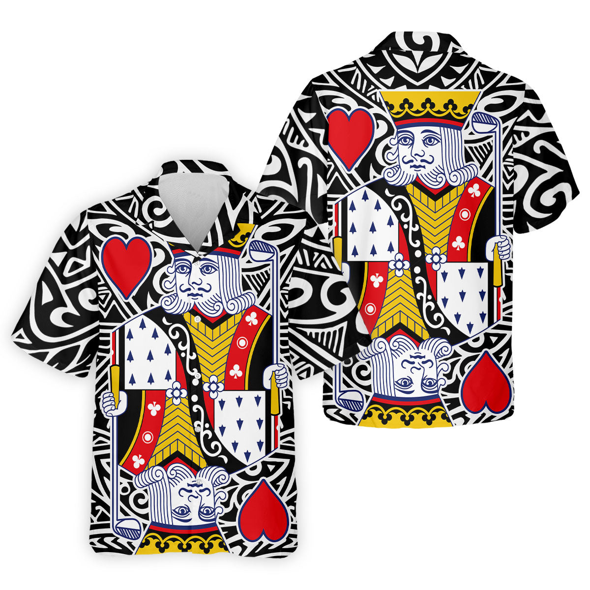 King Of Hearts Playing Card Golf Shirt, Men's Golf Shirt, Hawaiian Golf Shirt, Polo Shirts For Men