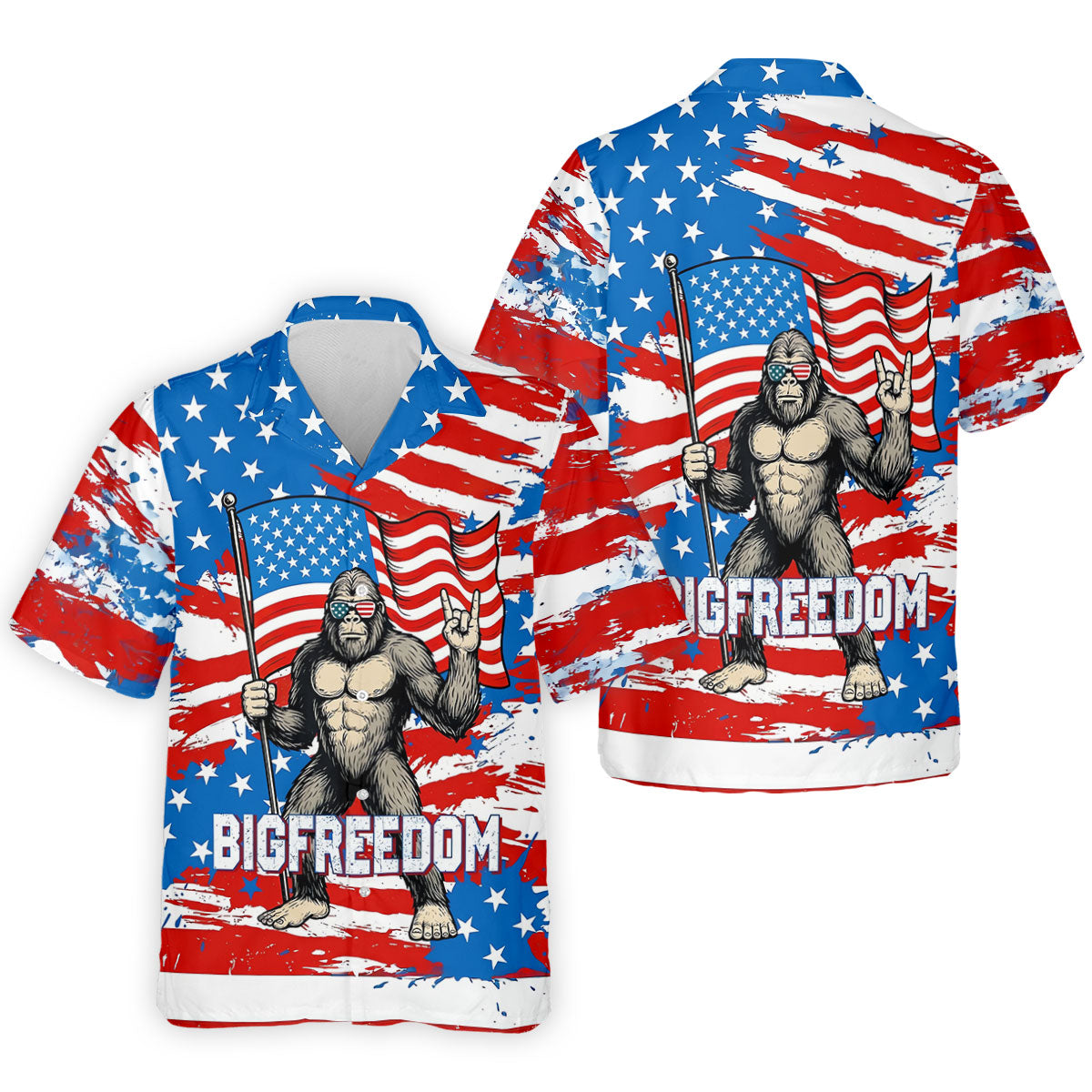 Bigfreedom Red White Blue Patriotic Bigfoot 4th Of July Golf Shirt, 250 Years Golf Shirts For Men