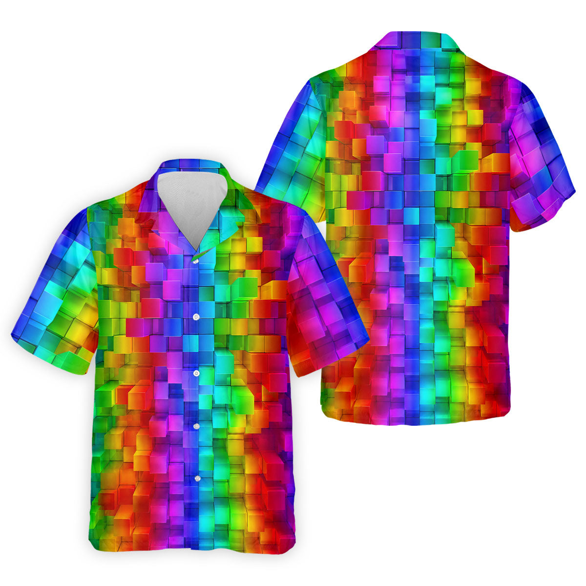 Rainbow Cube 3D Effect LGBT Support Golf Tops For Men, Gay Pride Month Celebrate Golf Shirts For Men