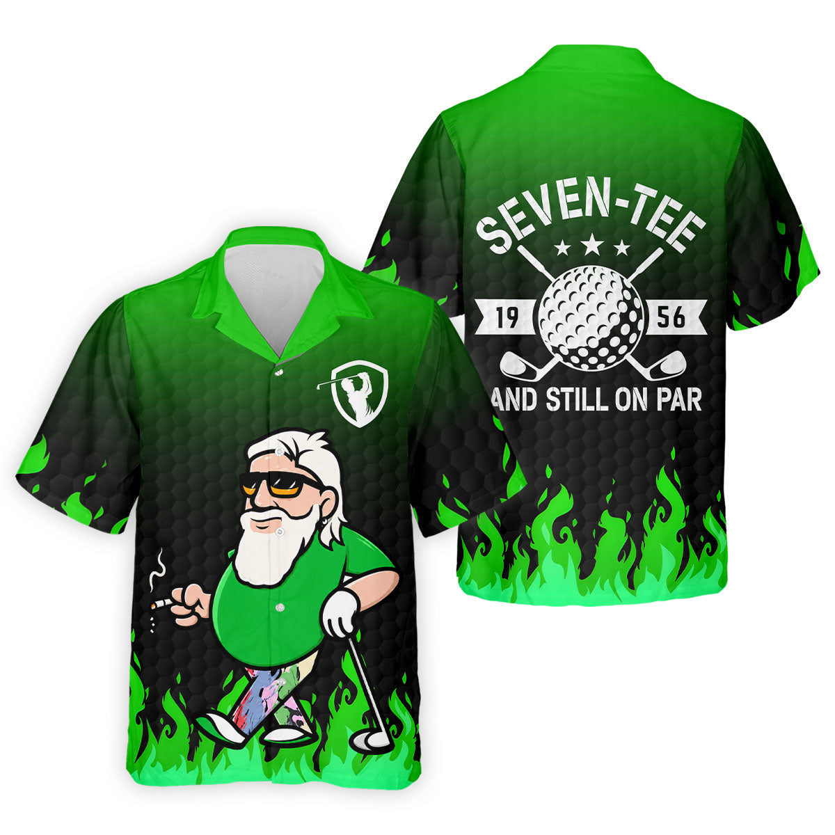 Cool Bearded Golfer Cartoon Men's Golf Shirt, Golf Polo Shirts For Men, Printed Golf Shirts