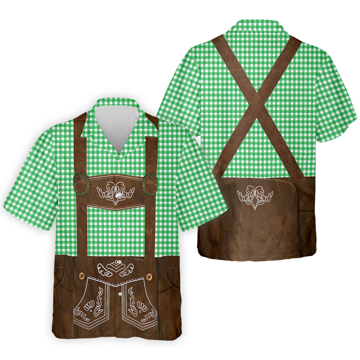 Green Oktoberfest Lederhosen Illusion Sleeveless Golf Polo, Men's Golf Shirt, Golf Polo Shirts For Men