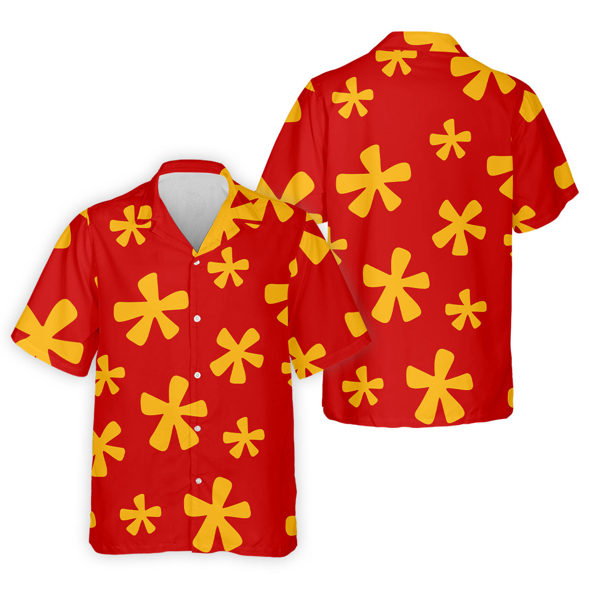 Red Hawaiian Floral Pattern Golf Polo Shirt, Hawaiian Golf Shirt, Golf Polo Shirts For Men