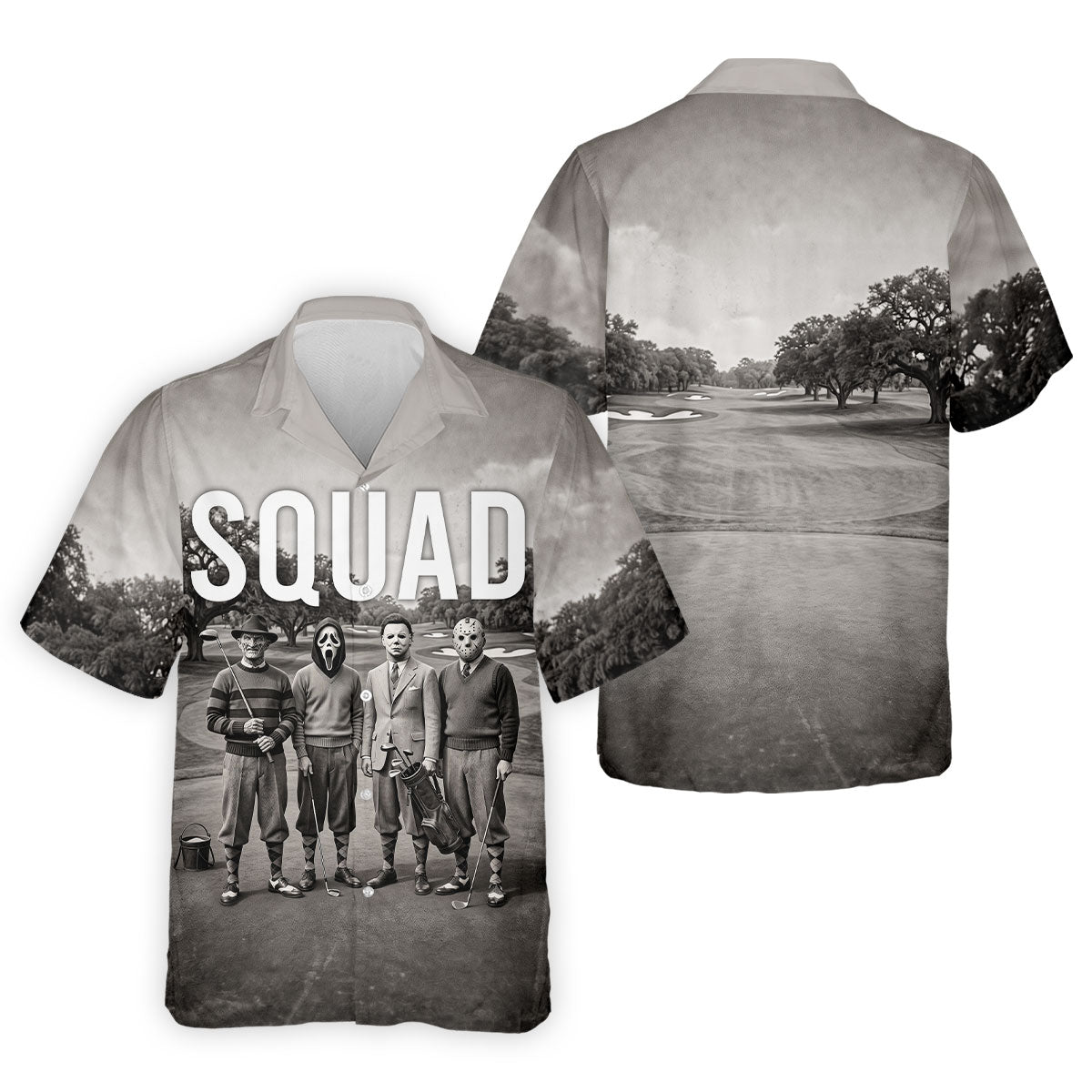 Horror Golfer Squad Halloween Golf Polo Shirt, Golf Shirts For Men, Printed Golf Shirts