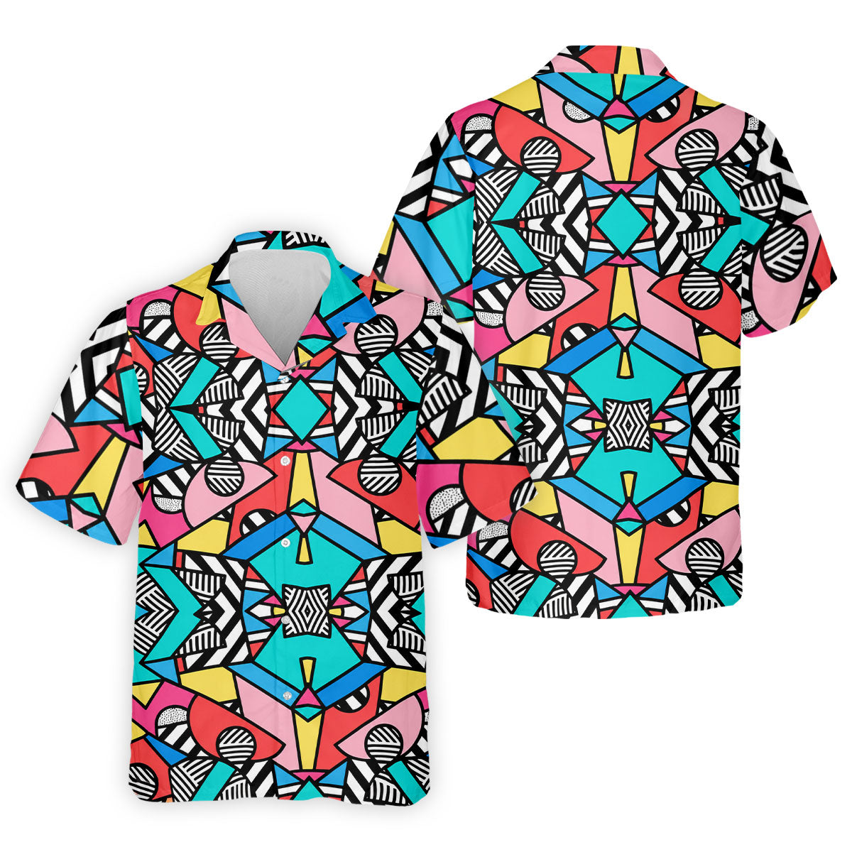 Abstract Geometric Pop Art Golf Polo Shirt, Men's Golf Shirt, Mens Golf Apparel