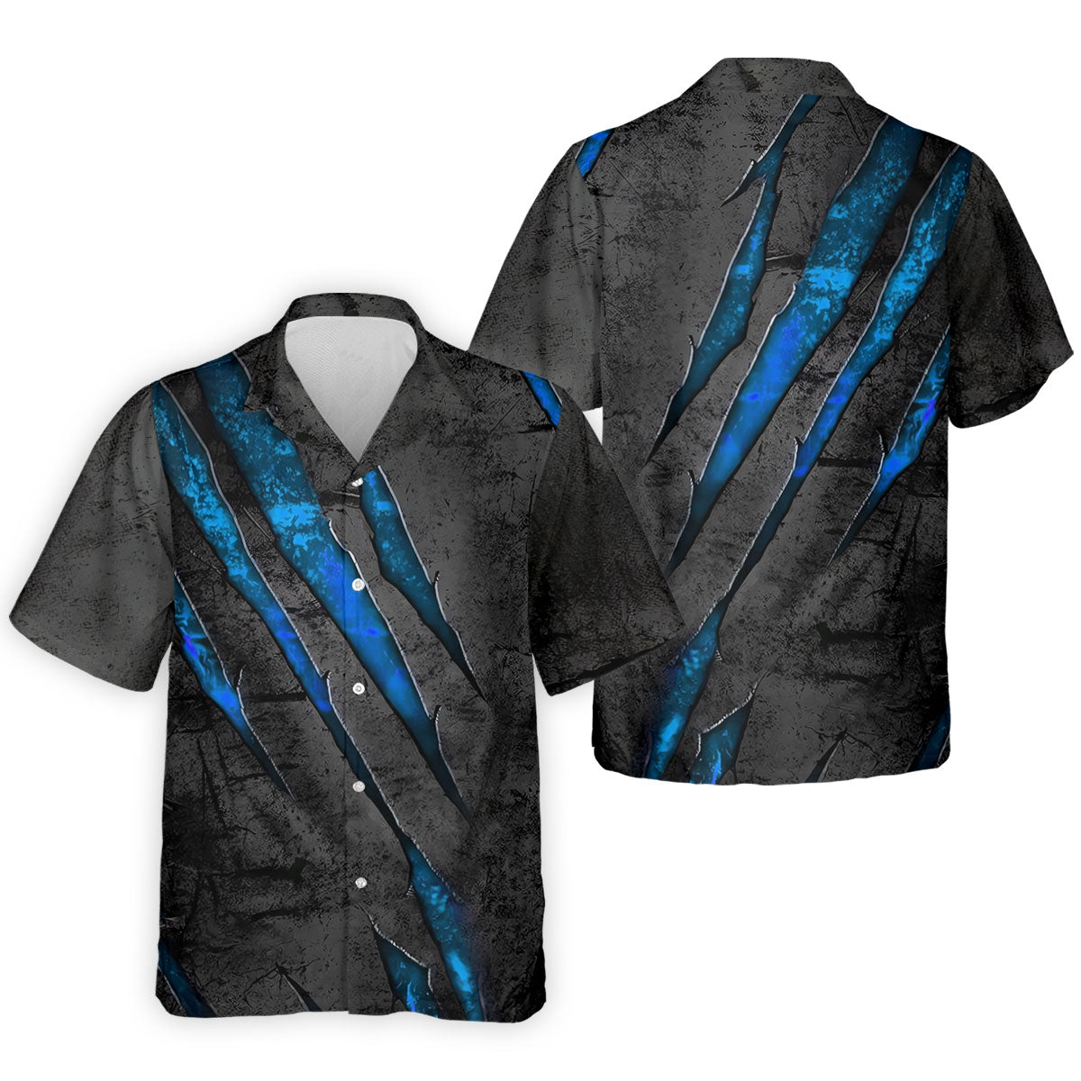 Blue Claw Marks Hawaiian Golf Shirt, Scratch Print Men's Golf Shirt, Polo Shirts For Men