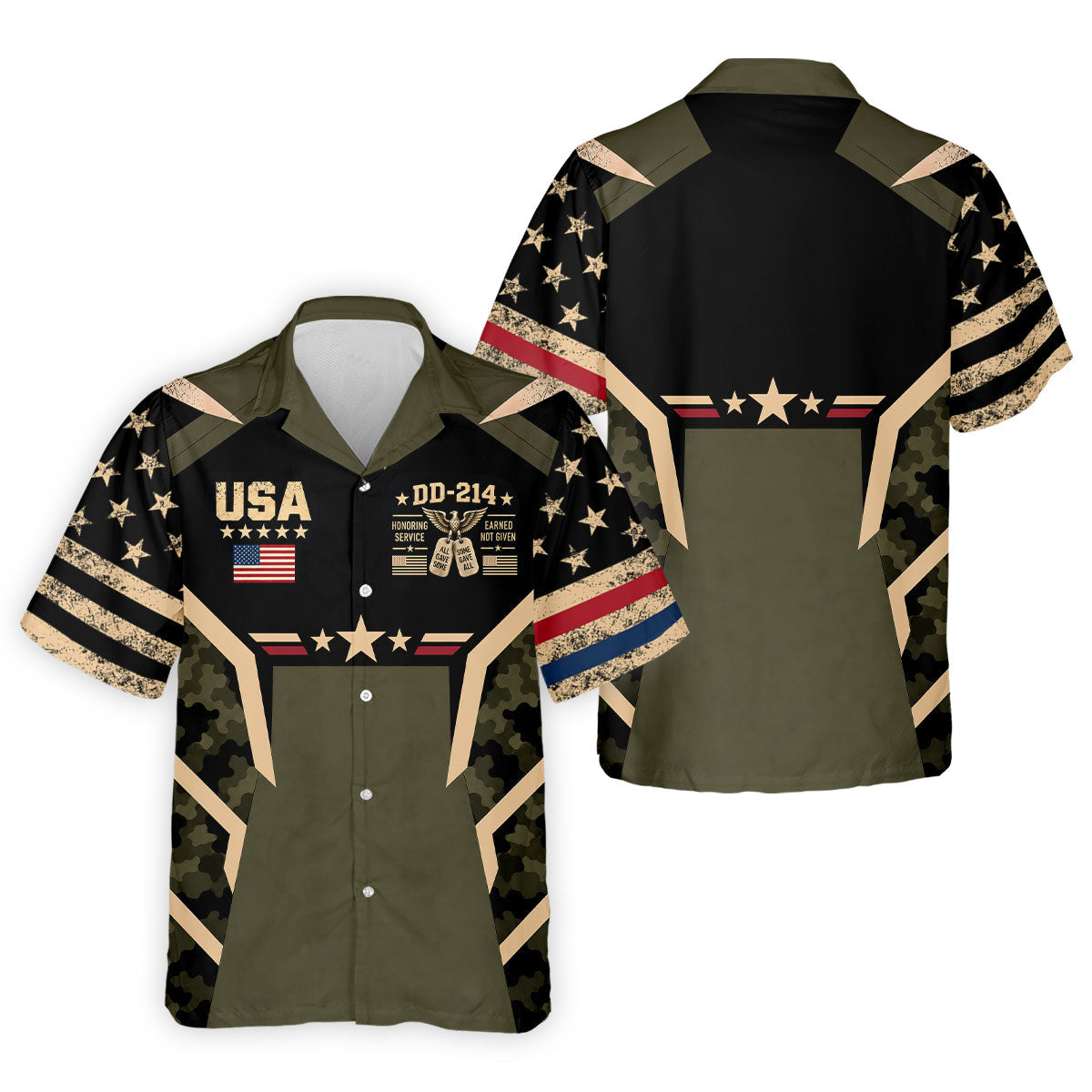 DD-214 USA Stars Camo Golf Polo Shirt, Veterans Day Shirt, Mens Golf Polo Shirts