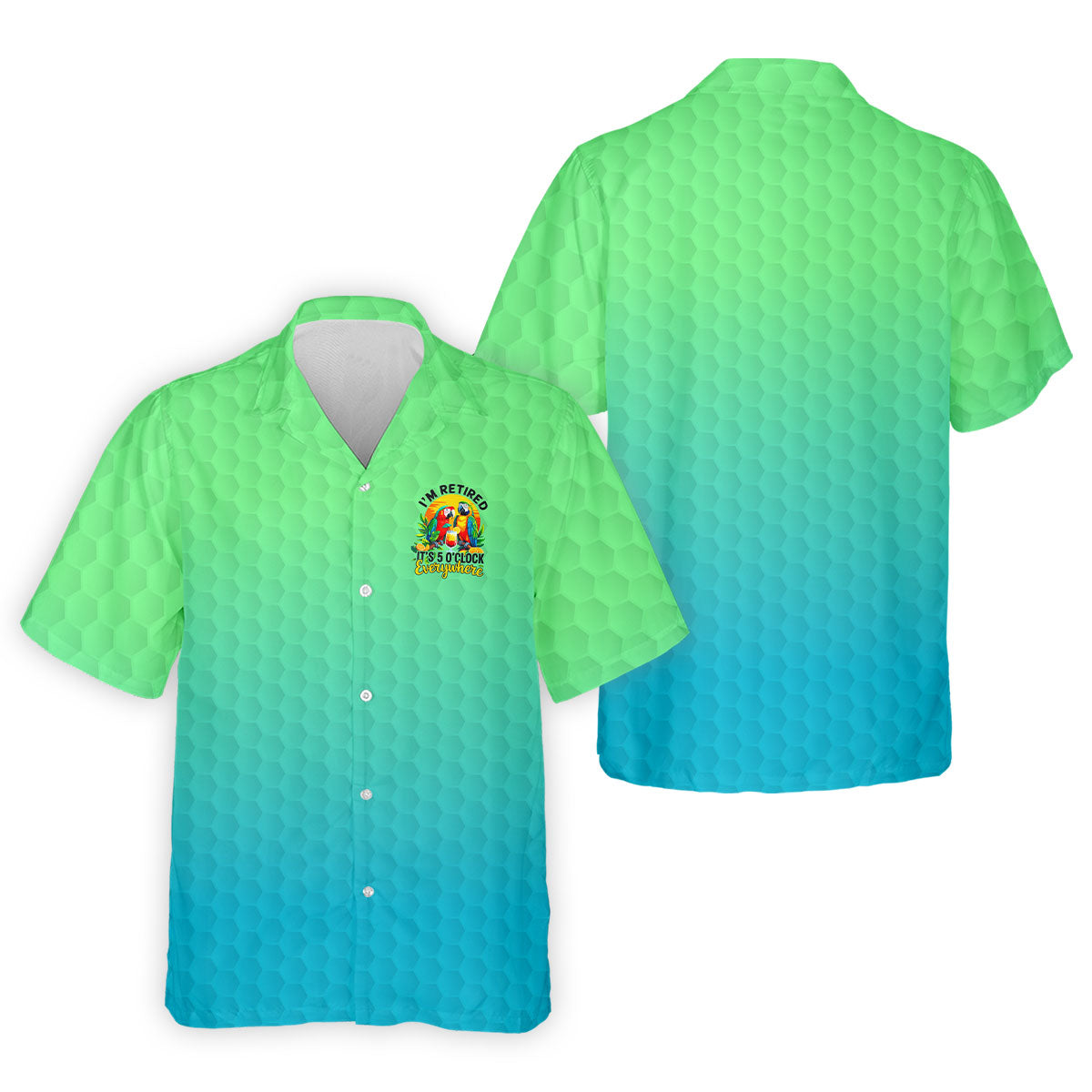 Tropical Retired Parrot Cocktail Golf Polo Shirt, Golf Shirts For Men, Printed Golf Shirts