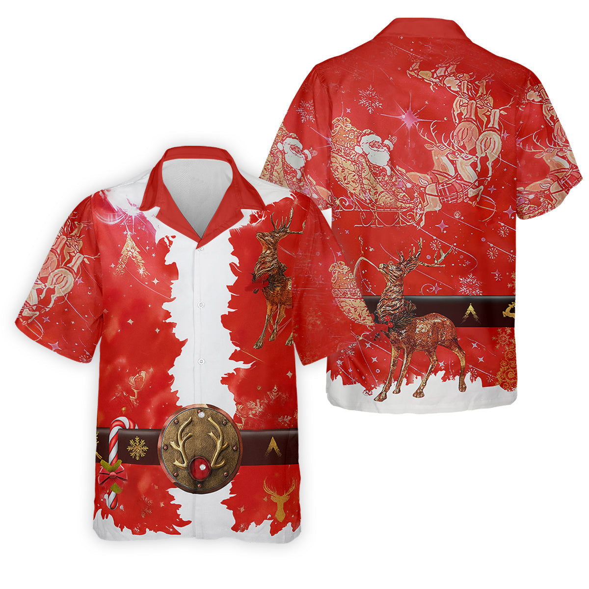 Santa Claus Christmas Print Fun Golf Shirts For Men, Christmas Golf Shirt, Polo Shirts For Men, Golfing Apparel