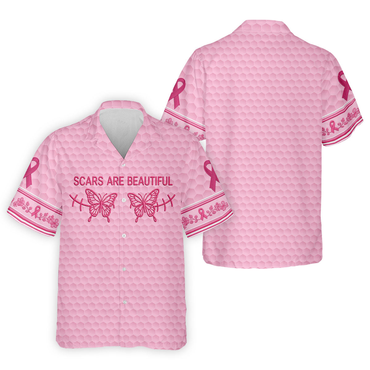 Scars Are Beautiful Butterfly Breast Cancer Golf Polo Shirt, Men's Golf Shirt, Polo Shirts For Men