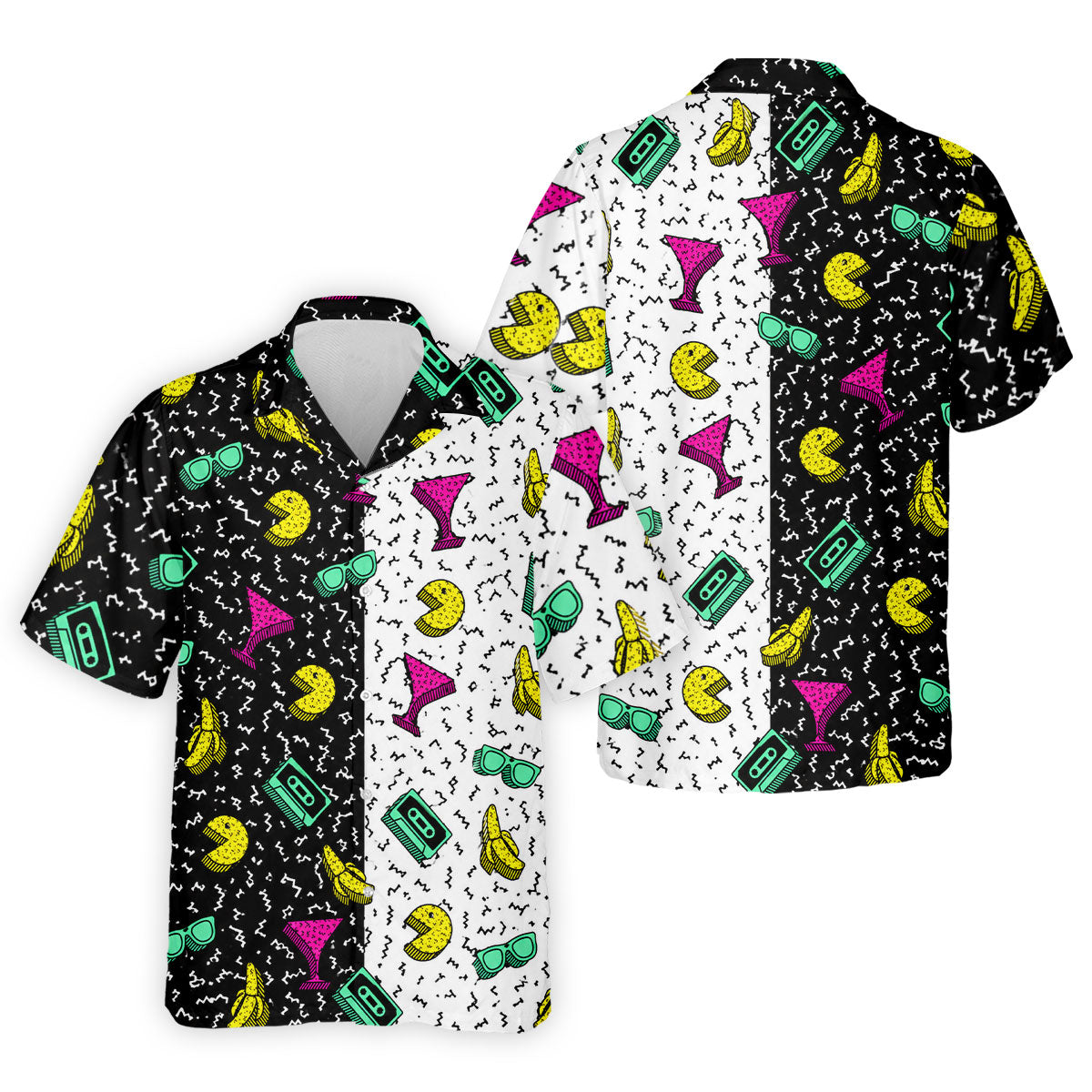 Retro Cassette Sunglasses Cocktail Banana Split Golf Shirt, Hawaiian Golf Shirt, Mens Golf Shirts, Golf Apparel For Men