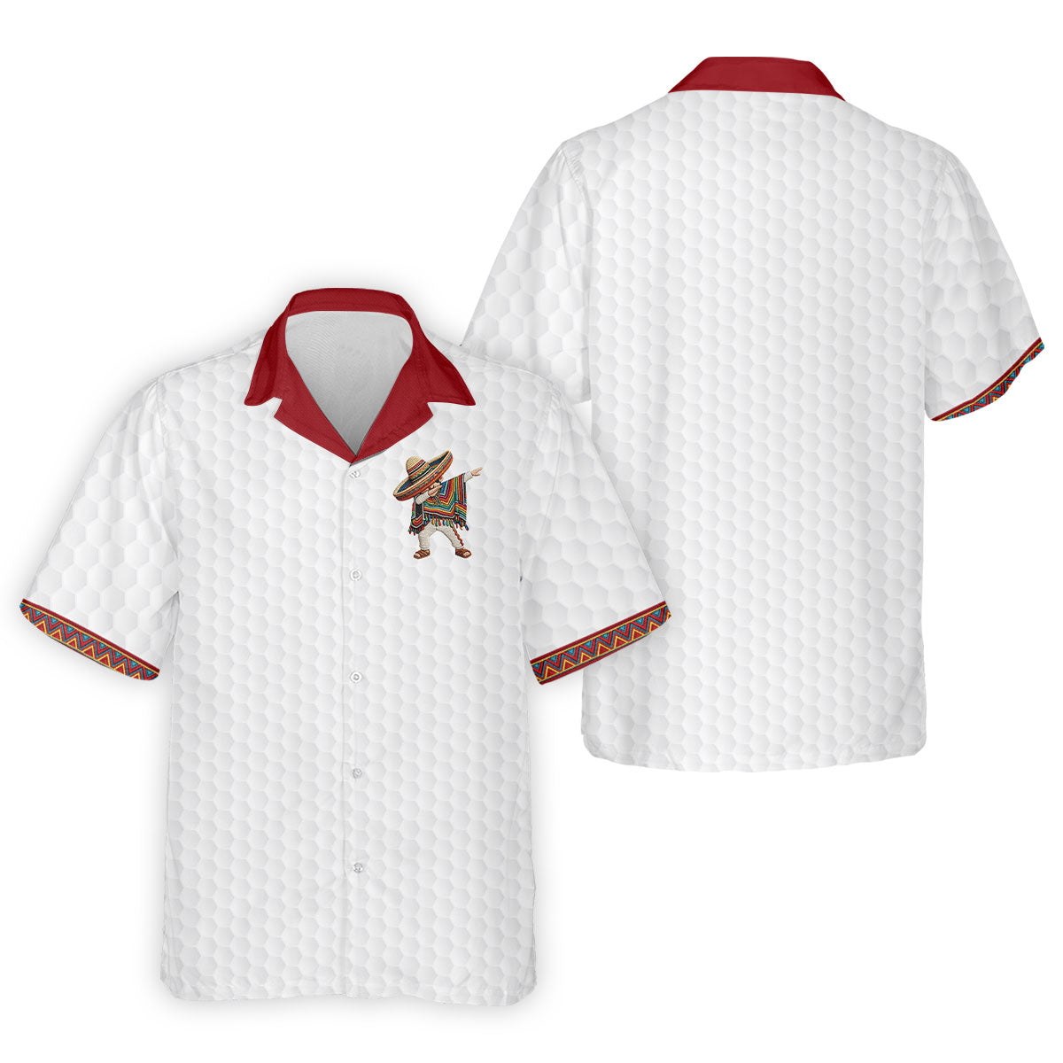Cinco De Mayo Celebration Golf Ball Pattern White Golf Shirt, Polo Shirts For Men