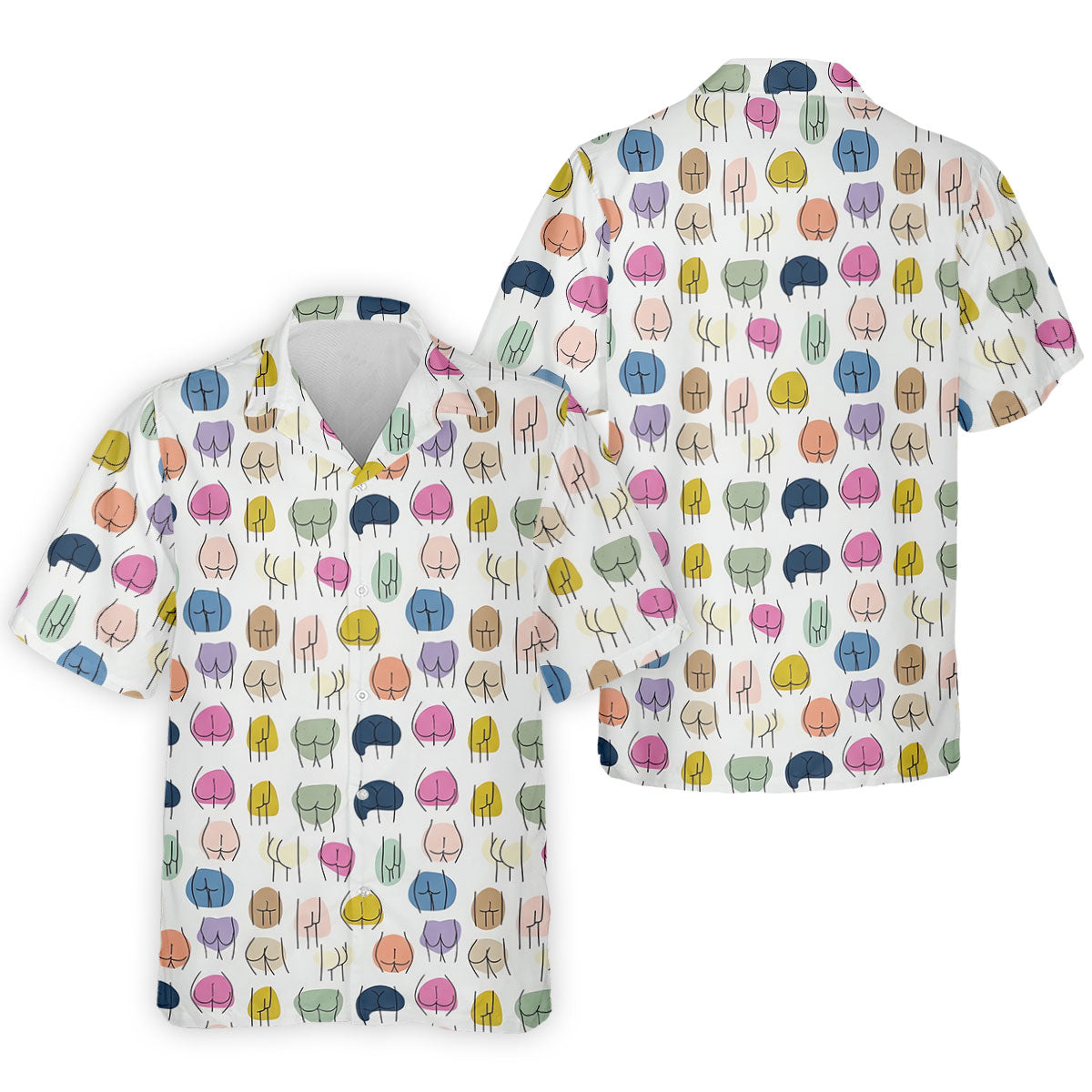Funny Colorful Butt Pattern Golf Polo Shirt, Golf Shirts For Men, Mens Golf Apparel