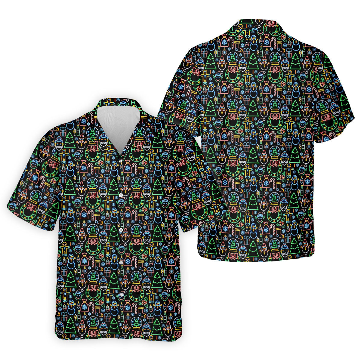 Neon Christmas Retro Style Men's Golf Polo Shirts, Christmas Golf Shirt, Polo Shirts For Men