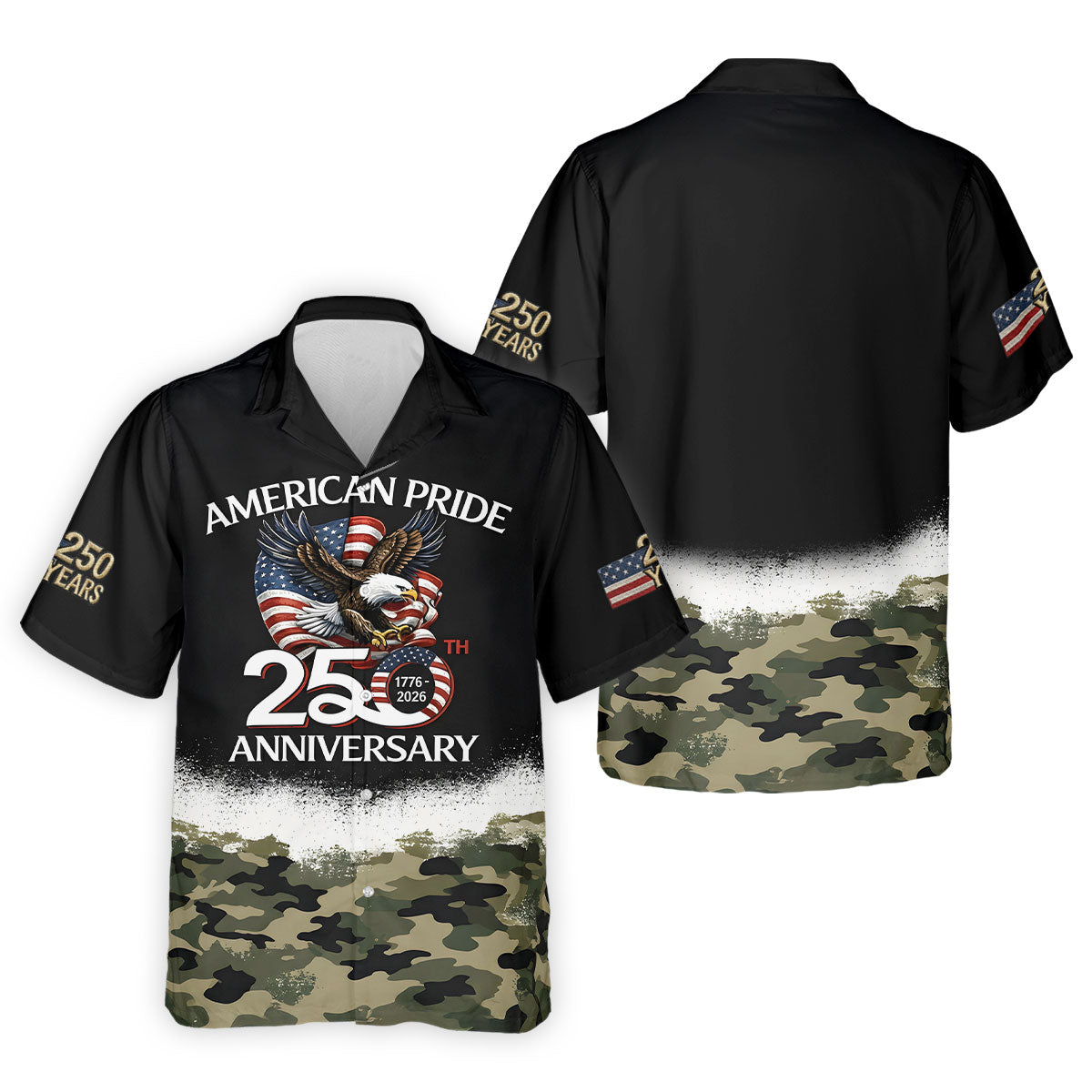 American Pride 250th Anniversary Camo Golf Shirt, Patriotic 4th Of July Golf Shirts For Men