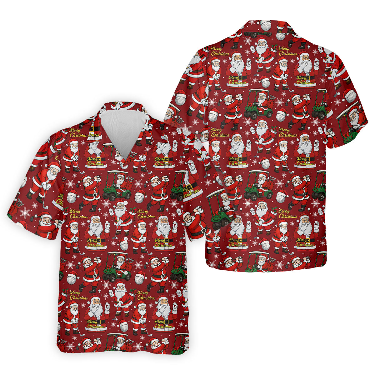 Funny Santa Golfing Christmas Polo Shirts, Christmas Golf Shirt, Polo Shirts For Men, Golf Gift For Men