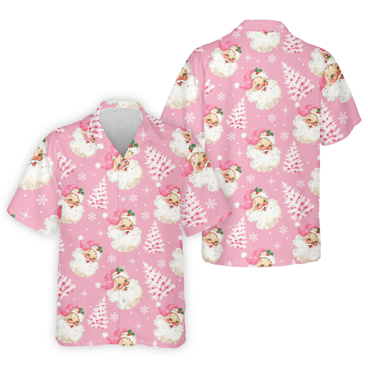 Pink Santa Claus Christmas Golf Shirt, Cute Golf Outfit, Polo Shirts For Men, Golf Gift For Men
