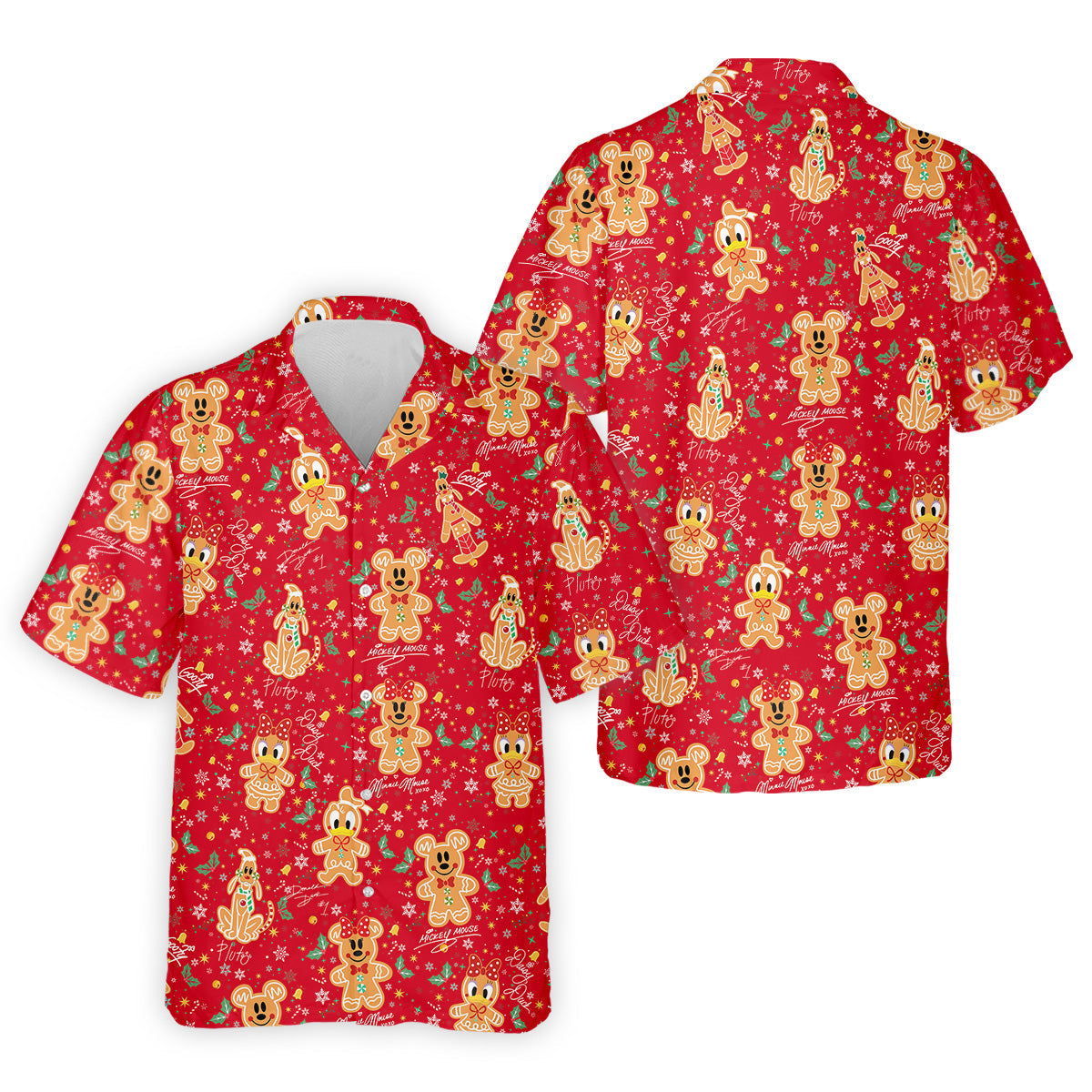 Cute Gingerbread Classic Cartoon Characters Christmas Golf Shirt, Fun Golf Shirts For Men, Golf Gift For Men
