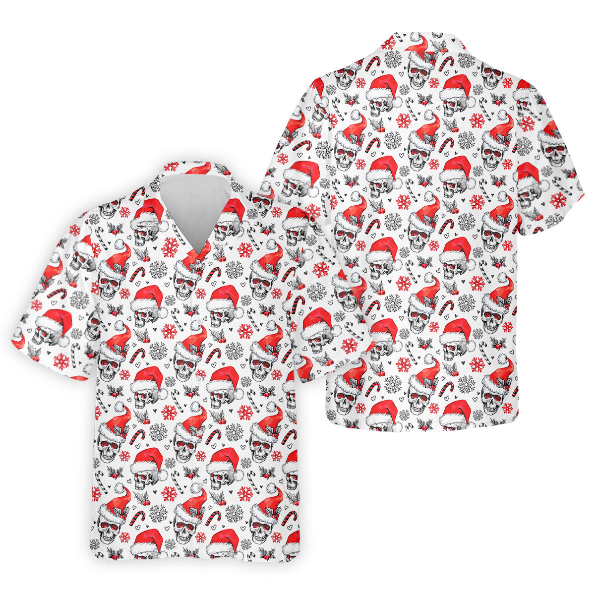 Skull Christmas Golf Tops For Men, Funny Horror Polo Shirts For Men, Christmas Golf Shirt, Golfing Apparel
