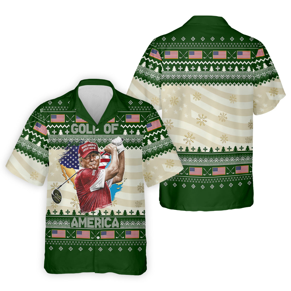 Trump Golf Of America Christmas Golf Shirt Men's Funny Golf Polo Shirts, Unique Gift For Golfer, Christmas Golf Gift