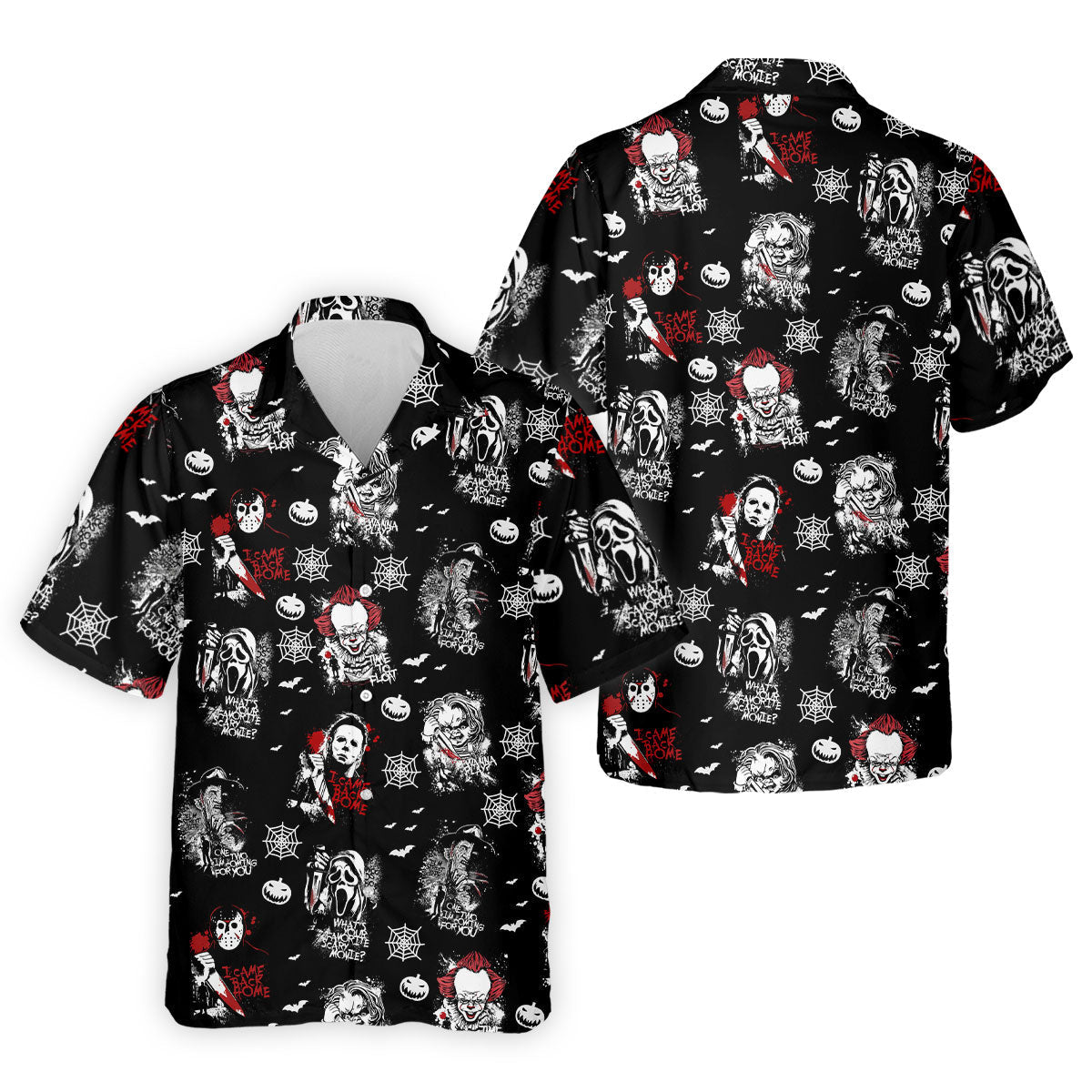 Funny Horror Character Men's Golf Polo ShirtScary Movie Shirt, Fun Golf Polo ShirtHalloween Gift