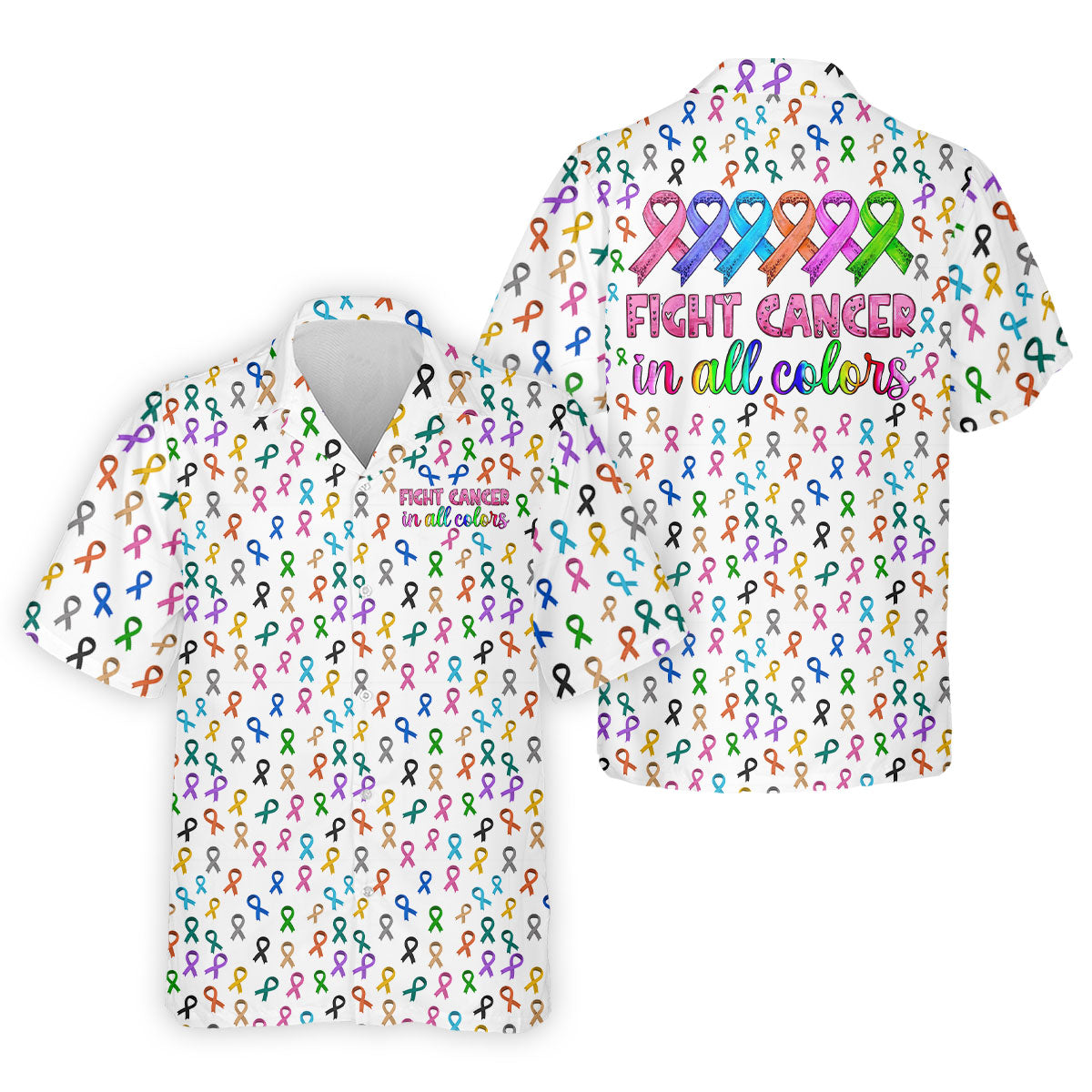 Fight Cancer In All Color Men's Golf Shirt, Cancer Awareness Shirt, Cancer Survivor Shirt, Golf Gift For Men