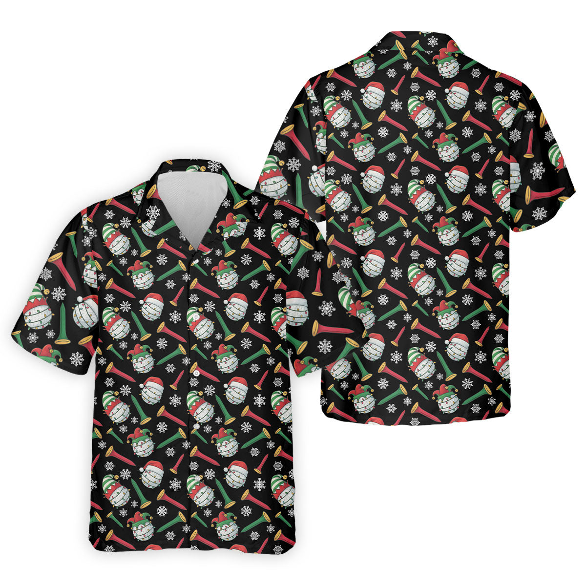 Funny Golf Ball Christmas Golf Shirt, Men's Funny Golf Shirts, Christmas Golf Gift, Golfing Apparel
