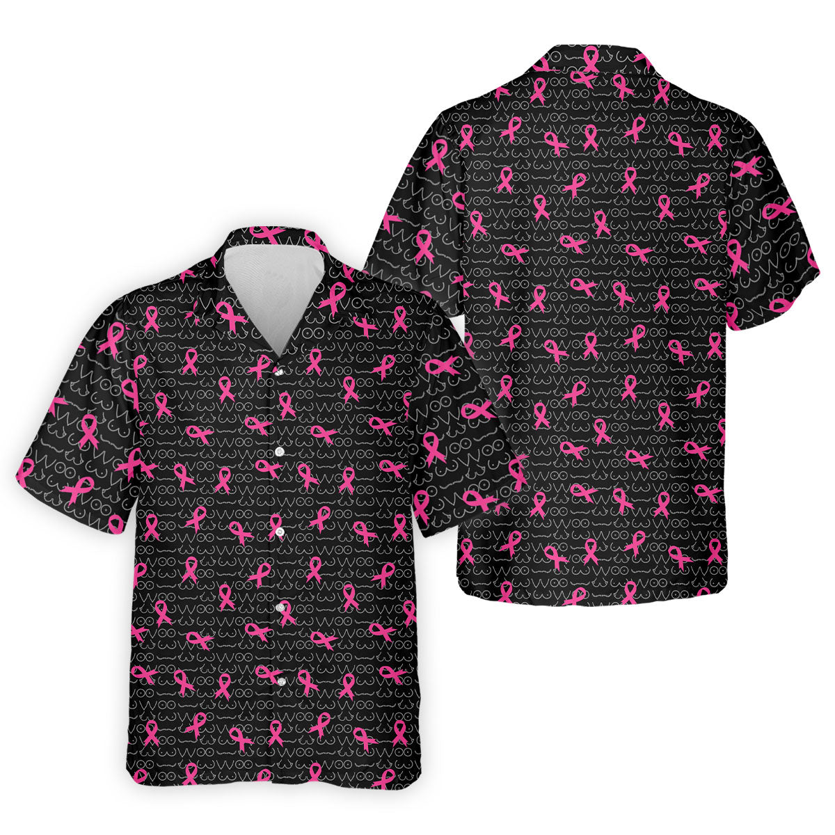 Black Golf Polo with Pink Ribbon, Men's Golf Polo Shirt, Breast Cancer Awareness Shirt, Funny Golf Shirt