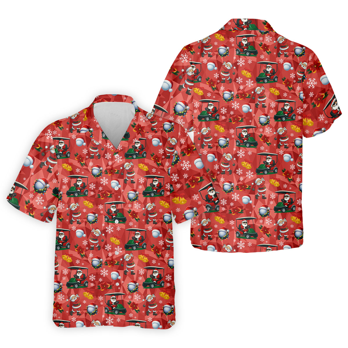 Santa Christmas Red Golf Shirt, Fun Golf Shirts For Men, Christmas Golf Shirt, Golf Shirts For Men