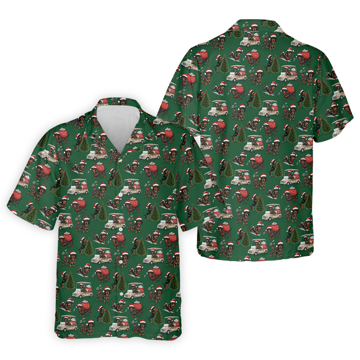 Dachshund Christmas Green Golf Shirt, Christmas Golf Shirt, Golf Tops For Men, Polo Shirts For Men