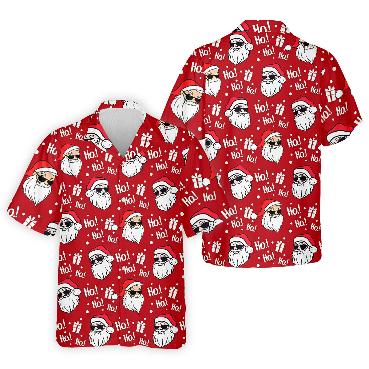 Santa Claus Pattern Christmas Red Golf Tops For Men, Christmas Golf Shirt, Polo Shirts For Men