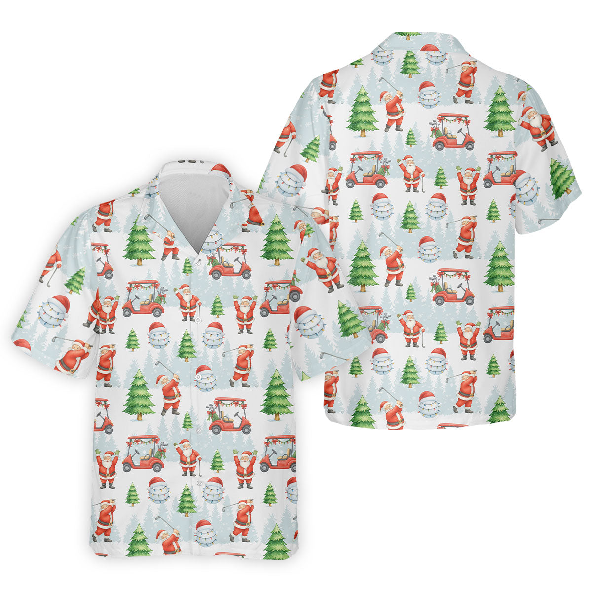 Santa Claus Golf Pose Men's Funny Golf Shirts, Men's White Polo, Christmas Golf Shirt, Golf Gift Christmas