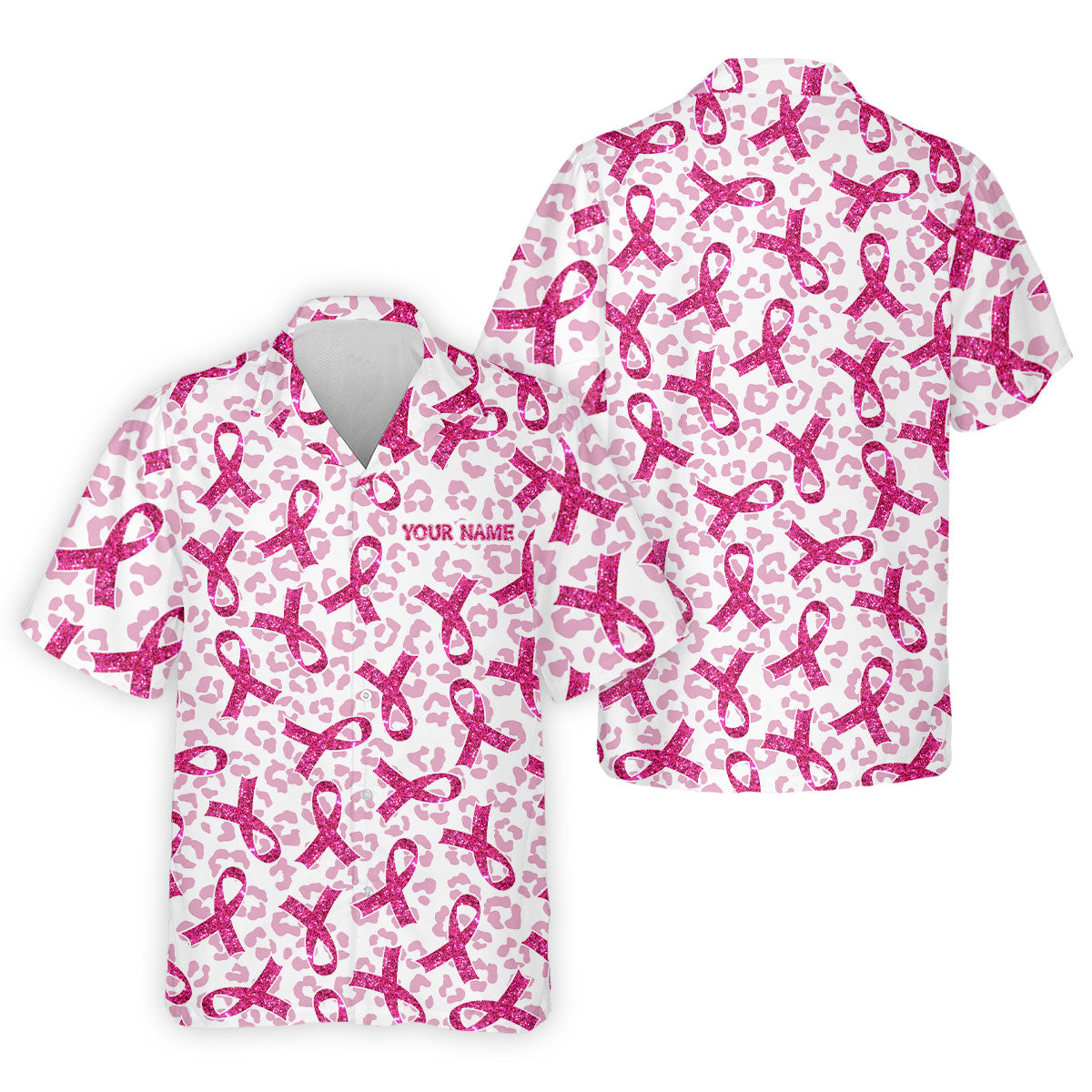 Breast Cancer Pink Ribbon Leopard Pattern Golf Tops For Men, Cancer Awareness Shirt, Golf Shirts For Men