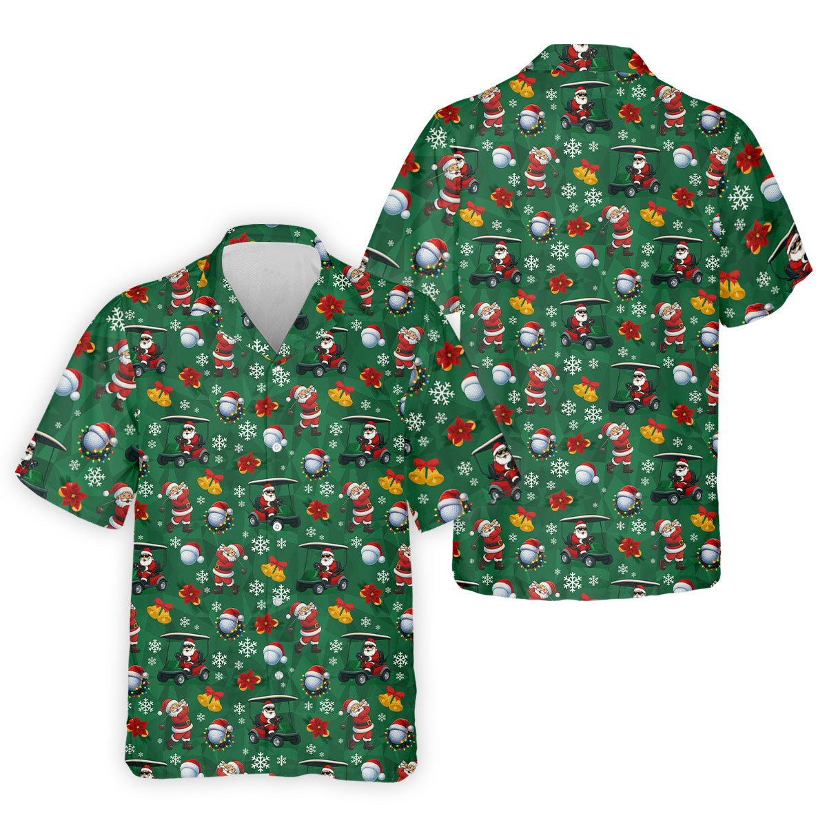 Santa Christmas Green Golf Polo, Fun Men's Golf Polos, Christmas Golf Shirt, Golf Shirts For Men