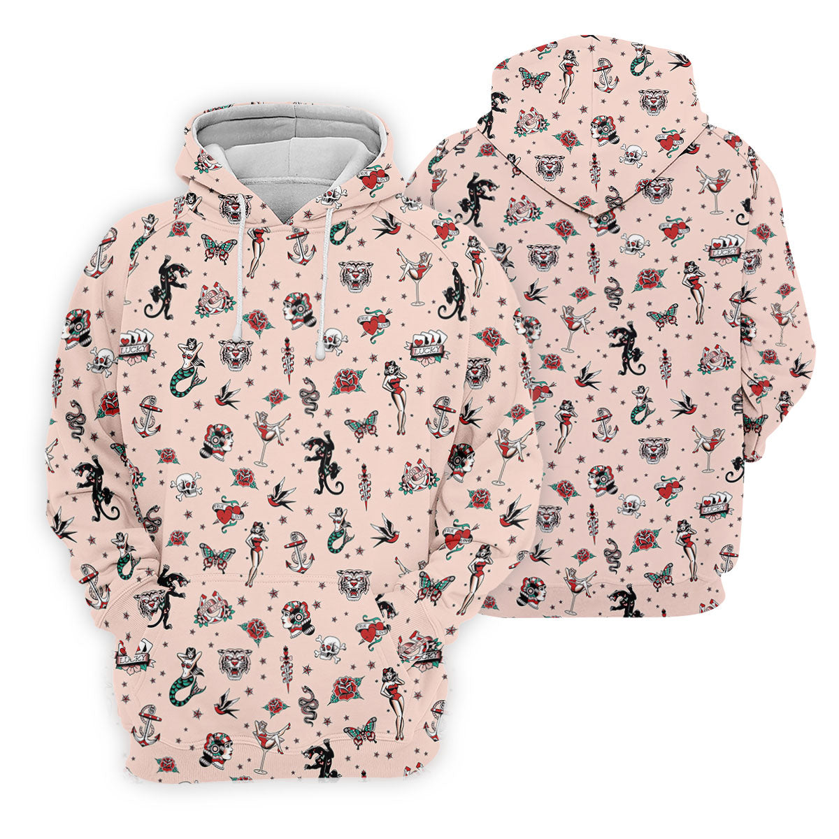 Vintage Tattoo Flash Icon Golf Polo Shirt, Golf Polo Shirts For Men, Mens Golf Apparel