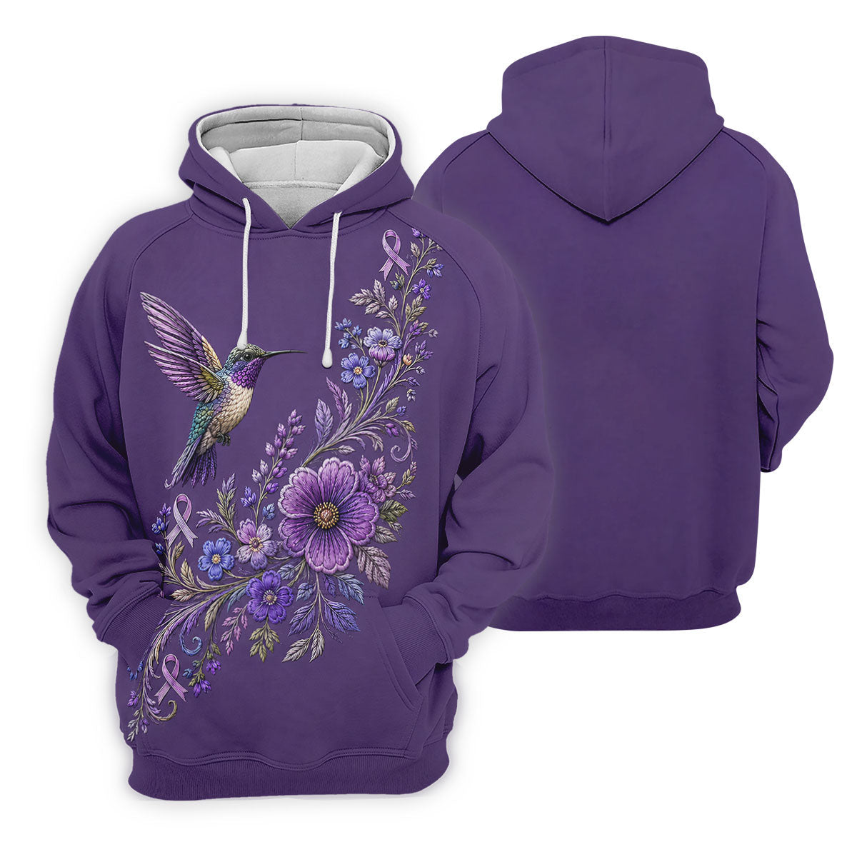Cancer Awareness Purple Ribbon Floral Polo Shirt, Mens Golf Polo, Golf Shirts For Men
